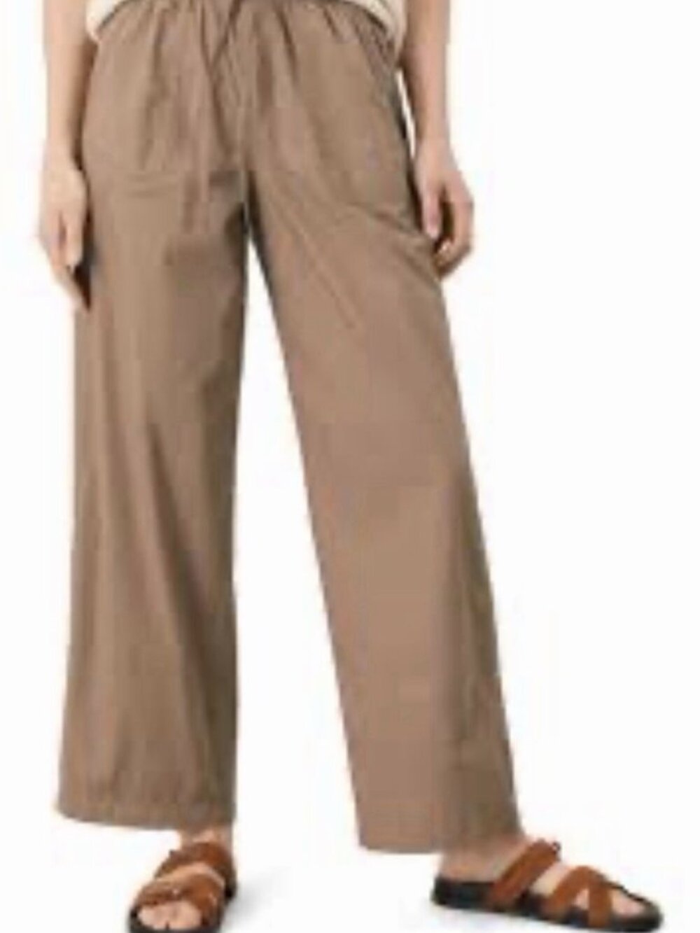Pact Canopy Linen Blend Pleated Trouser Size Large Wide Leg Organic Khaki Pants